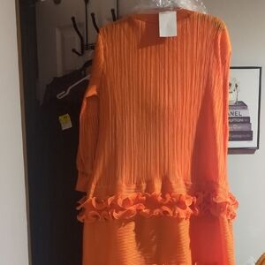Vibrant Orange Ruffled Dress